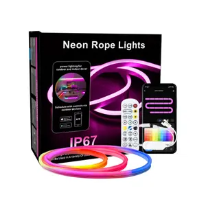 Venda por atacado de luz de néon RGBIC LED 12v 24v Rgb néon LED tira flexível LED Rgb luz de corda de néon