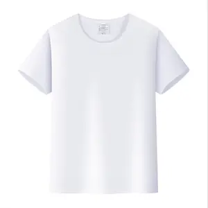 Erkek Unisex süblimasyon boş T Shirt beyaz Polyester Shirt mürettebat boyun kısa kollu