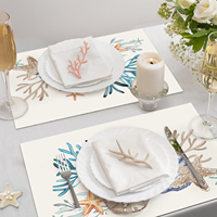 Ensemble de 4 sets de table Océanique, 12x18 pouces, en lin, motif corail de plage estival, lavables, pour la décoration de cuisine et de salle à manger