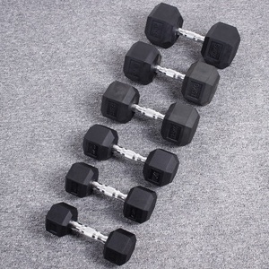 Haltères hexagonaux en caoutchouc de 20 kg pour hommes, logo personnalisé, équipement de salle de sport, haltères en <span class=keywords><strong>fonte</strong></span> - Product Image 3