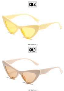 Lunettes de soleil unisexe rétro petit cadre œil de chat vert populaire triangle couleur bonbon lentilles dames filles nouvelle tendance Logo personnalisé PC - Product Image 6