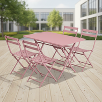 Meubles de jardin modernes de haute qualité pour l'extérieur, ensemble de 4/6 tables et chaises pliantes en métal, table et chaises de bistrot en acier coloré
