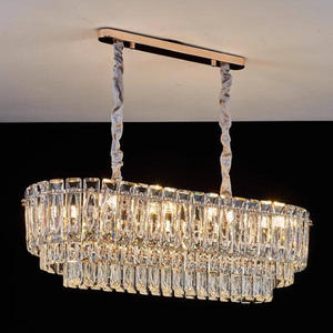 38 pollici elegante <span class=keywords><strong>lampadario</strong></span> di cristallo lampada lampada oro forma ovale per sala da pranzo cucina isola E12 <span class=keywords><strong>lampadina</strong></span> - Product Image 1