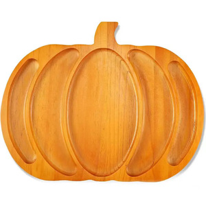 Plateau à bonbons d'Halloween en bambou, assiette à collations en forme de citrouille, assiette à dessert, assiette à fruits, assiette à fromage compartimentée - Product Image 4