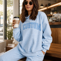 Ensemble deux pièces personnalisé pour femme : Sweat à capuche oversize à manches longues et épaules tombantes, style Y2K streetwear vintage, vente en gros OEM