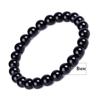 Bestone – Bracelet d'obsidienne de Yoga personnalisé noir 4mm 6mm 8mm 10mm, pierre naturelle de luxe Feng Shui