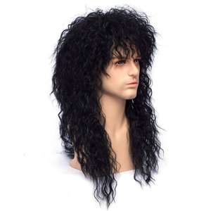 Pelucas de fiesta sintéticas de discoteca punk rock de color negro para <span class=keywords><strong>hombre</strong></span> adulto baratas de fábrica - Product Image 2