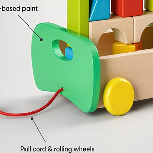 Juego <span class=keywords><strong>de</strong></span> Bloques <span class=keywords><strong>de</strong></span> <span class=keywords><strong>Madera</strong></span> para Arrastrar, Carro <span class=keywords><strong>de</strong></span> Clasificación <span class=keywords><strong>de</strong></span> Formas Montessori, Juguete Educativo para Niños Pequeños - Product Image 3