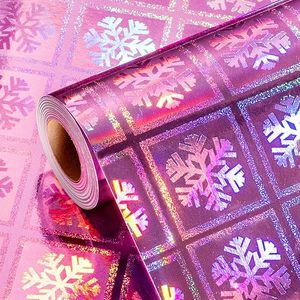 Papel de Regalo Holográfico Metálico Rosa Láser Iridiscente con Diseño de Copo de Nieve, Personalizado al por Mayor, para Envolver Regalos de Cumpleaños - Product Image 2