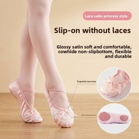 Chaussons de ballet souples chinois pour filles, en satin, pour la pratique de la danse, avec semelle extérieure en cuir de vachette, style princesse, fabriqués en Chine