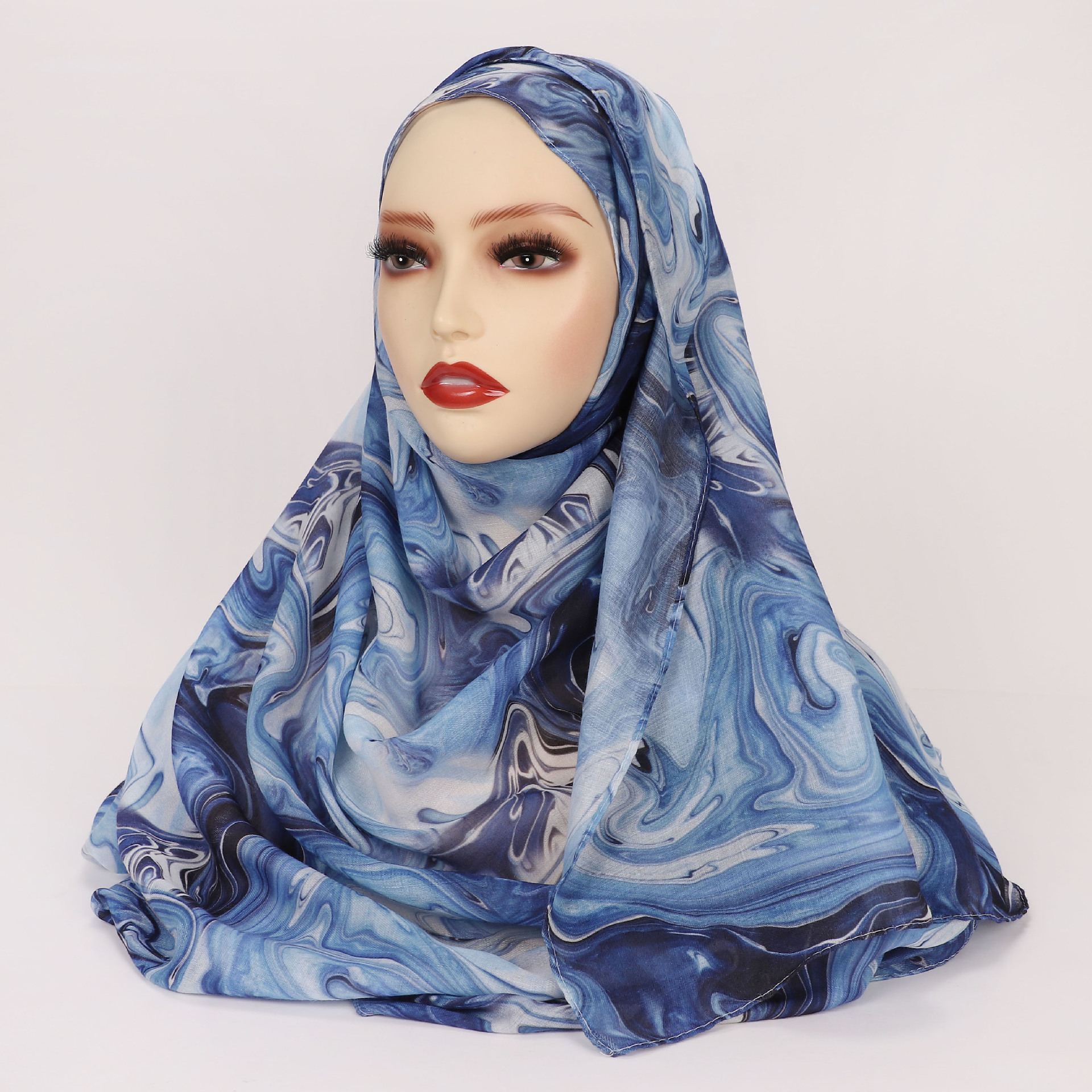 Silk Arabic printed head scarf Flower Printing Shawl Head Wrap Arabic Headscarf Oman Turban  main image 3