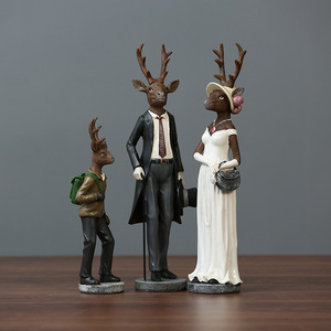 Figurine de wapiti de style vintage, ornement de cerf en résine de pays américain pour salon, <span class=keywords><strong>mariage</strong></span> ou décor d'armoire - Product Image 2