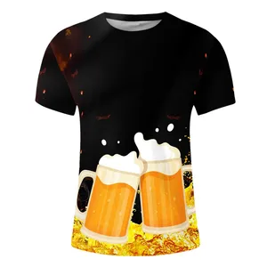 T-shirts drôles pour hommes à manches courtes avec impression de bière en 3D grands et grands T-shirts à col rond graphiques de coupe régulière T-shirts à la mode pour les vacances - Product Image 3