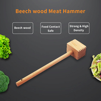 Vente en gros de planches de cuisine en bois de hêtre marteau à viande en bois carré avec dents pointues marteau à attendrir