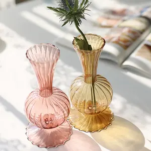 Ins vasos de vidro transparente listrados coloridos