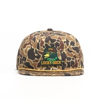 Op maat gemaakte pet met geborduurd logo, 5-delige, ongestructureerde snapback petten met camouflageprint