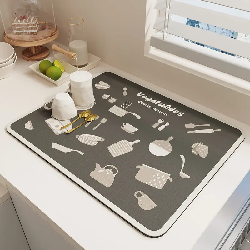 Кухонное покрытие для столешницы, мягкий диатомитовый абсорбирующий подстаканник, подставка для мытья рук, противоскользящий дренажный коврик