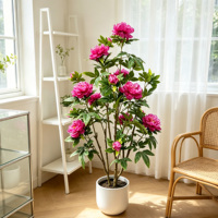 Arbre de pivoine artificiel réaliste en pot avec fleurs réalistes en plastique, 3,9 pieds, moderne, pour la décoration intérieure de la maison et des mariages