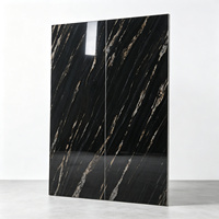 Dalle de pierre frittée en marbre noir doré brésilien 1200x2700mm 6mm, panneau en porcelaine brillant pour mur, sol, comptoir, luxe