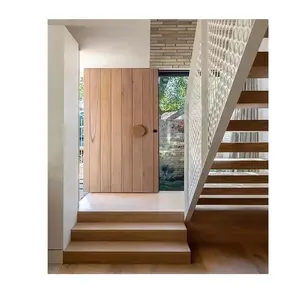 Katı ahşap ahşap cam kapılar ile villa için Modern ev tasarımı giriş kapısı ön madeni teçhizat