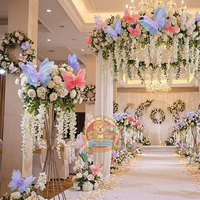 Papillon 3D géant en organza de soie, fleur décorative, toile de fond écologique, centre de table pour événements de mariage, décorations de table