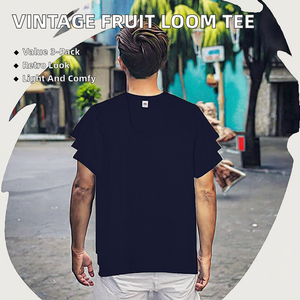 Camiseta Vintage Fruit of the Loom Iconic, Ligera, de Jersey Anillado, Sólida, Paquete de 3, para Hombre, Azul (Azul Marino Intenso AZ), Talla XX-Large (2XL) - Product Image 2