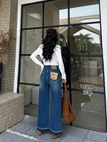 Jeans droits décontractés amples pour femmes, design léger et respirant, élastique quadridirectionnel, taille haute, vente en gros