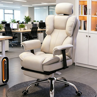 Chaise de jeu ergonomique en cuir PU, pivotante, inclinable, avec repose-pieds réglable en hauteur, base en acier inoxydable, vérin à gaz 3 positions, pour bureau et domicile