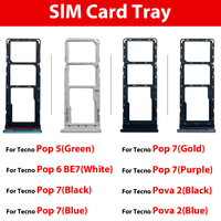 Bandeja de tarjetas Sim para teléfono móvil para Tecno Pova 5 4 Pro 3 2 Neo Pop 9 8 7 6 5 bandeja de soporte de tarjeta Sim reparación repuestos