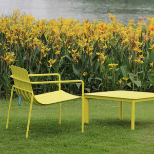 Muebles sencillos de estilo italiano para exteriores, silla apilable de aleación de aluminio, tubo de aluminio con reposabrazos reclinable - Product Image 2