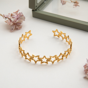 Gelang Baja Anti Karat Berlapis Emas 18K J&D, Model Palu Bintang Lima Berongga untuk Liburan - Product Image 4
