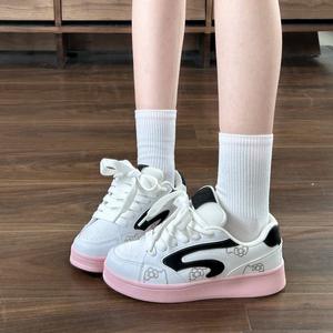 Zapatillas Deportivas Modernas para Niñas, Primavera/Otoño 2026, Nuevo Estilo, Blancas, Versátiles, de Cuero Sintético, Antideslizantes, con Cordones Delanteros, Suela Blanda - Product Image 3
