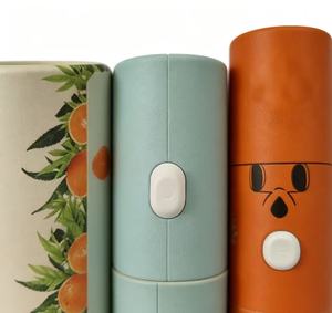 Gold Foil Stamping Cylindrical Packaging <b>Box</b>, Child Buckle Safety <b>Lock</b> Snap Paper Can for Cosmetics Essential Oil - Product Image 2