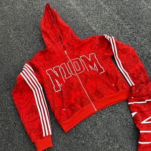 High Quality Tracksuit Manufacturer Custom All Dtg Print Red Oversized Heavyweight Zip up Hoodie and Sweatpants Set <b>Jogging</b> <b>Suit</b> - Product Image 2