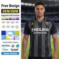 Premium Maßgeschneiderte Laser-Cut Perforierte Jacquard Fußballtrikots mit Kragen Sublimations-Retro-Vintage-Fußballshirts Team-Uniformen