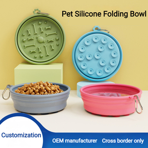 Ciotola da Viaggio Pieghevole in Silicone per Animali Domestici, Doppia, Portatile, con Base a Ventosa, per Alimentazione Lenta e Acqua, Ideale per l'Estate e l'Esterno - Product Image 1