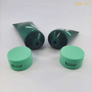 Tube cosmétique vide en plastique vert de 50 ml et 100 ml pour nettoyant visage avec bouchon à clapet orientable, emballage personnalisé pour soins du visage. - Product Image 4