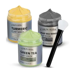 OEM Conjunto de embalagens para cuidados com a pele clareadora de tratamento de acne e poros Máscara de argila de lama do Mar Morto chá verde açafrão