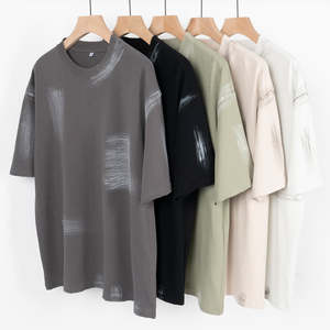 Camisetas de Manga Corta para Hombre, Cuello Redondo, Tejido Transpirable, 100% Algodón, 280 Gramos, Estampado en Blanco, Tallas Grandes, Precio Directo de Fábrica - Product Image 1