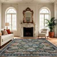 Grand tapis vert foncé, adapté aux animaux domestiques, facile à nettoyer, lavable, antidérapant, pour sols en bois dur, salle à manger, décoration intérieure