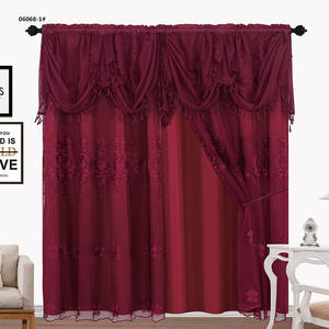 Wholesale <strong>Ready</strong> <strong>Made</strong> Luxury Beautiful Fabric Living Room Window Curtains With Embroidery and Valance Tulle - Product Image 5