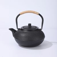 Bouilloire en fonte de style Ding, petite théière en fonte non revêtue, service à thé pour faire bouillir l'eau et infuser le thé, modèle brut 1-A-1500, luxe léger rétro