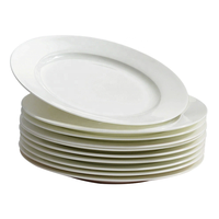 Assiettes plates en porcelaine fine de 6 à 12 pouces, blanches, en céramique, pour la restauration commerciale et l'hôtellerie (vente en gros)