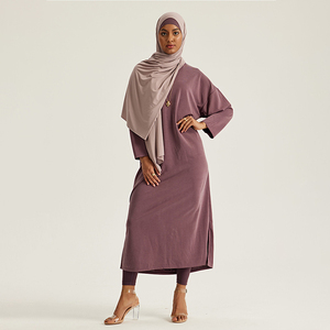 Müslüman kadınlar 3 parça spor giyim seti uzun kollu yuvarlak boyun başörtüsü mütevazı Activewear islam spor giyim spor Yoga kıyafeti - Product Image 5