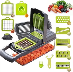 12 In 1 Perajang Sayuran Mandoline Slicer Profesional Sayuran Alat Pemotong Buah Sayuran Dicing Mesin, Makanan Slicer Sayuran Chopper