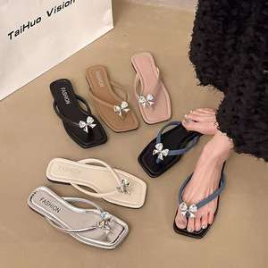 Sandalias de Playa para Mujer, con Punta Cuadrada, Transpirables, Antideslizantes, Elegantes y Exquisitas, con Lazo de Pedrería y Suela en Forma de Escalera - Product Image 4