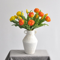Bouquet de tulipes artificielles douces faites à la main, 5 têtes, décoration de mariage, cadeaux, mur de fleurs, plante artificielle