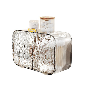 Wall Mounted Storage <b>Box</b> Transparent With Compartments For Bathroom <b>Makeup</b> Organizer Gold And Silver Color - Product Image 5