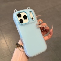 Coque de téléphone 2-en-1 en TPU et PC avec oreilles de chat mignonnes pour Mate 80 PRO MAX, couleurs Macaron, motifs personnalisés pour iPhone 17 Pro Max