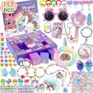 Calendario de Adviento para niñas, 24 días, calendario de cuenta regresiva de Navidad, accesorios para el cabello de unicornio para niños, caja de regalo sorpresa, regalos de Navidad para niñas - Product Image 1